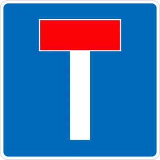 Zsákutca KRESZ közlekedési tábla