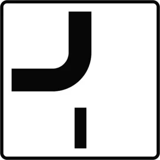 Elsőbbséggel rendelkező út vonalvezetése (4) KRESZ közlekedési tábla