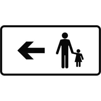 Gyalogosok haladási Iránya (bal) KRESZ közlekedési tábla