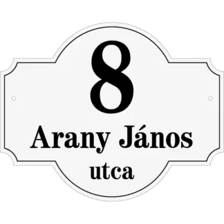 Kontúrvágott házszámtábla utcanévvel (Típus 2) 250x200 mm