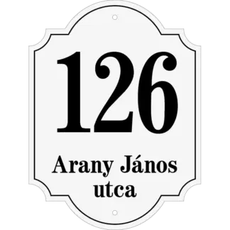Kontúrvágott házszámtábla utcanévvel (Típus 6) 150x200 mm