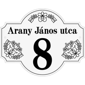 Díszes házszámtábla utcanévvel (Típus 2) 250x200 mm