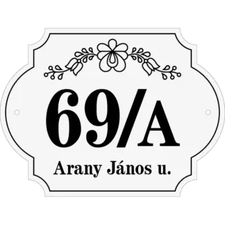 Díszes házszámtábla utcanévvel (Típus 4) 200x150 mm