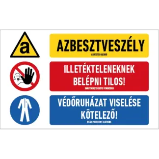 Azbesztveszély! Belépni tilos! matrica / tábla